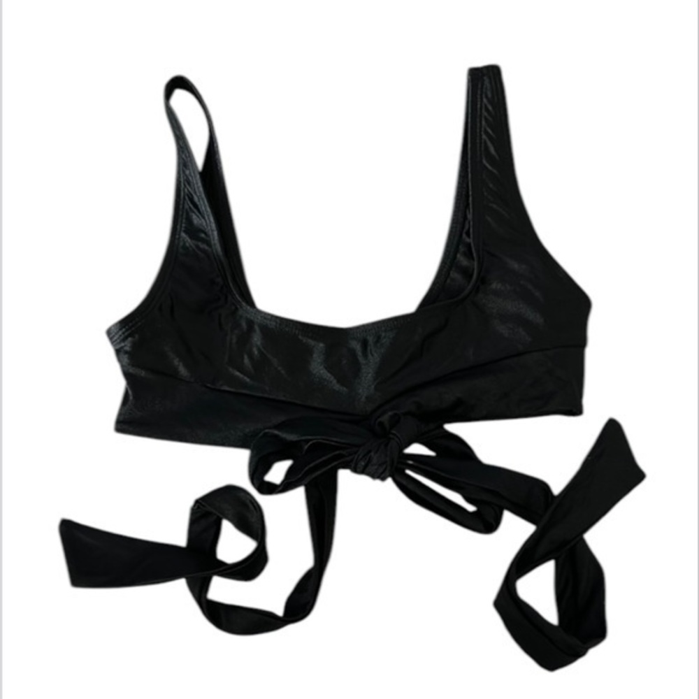 Ris-K Dippin' Daisy's Black wrap tie bikini top size S swim swimsuit